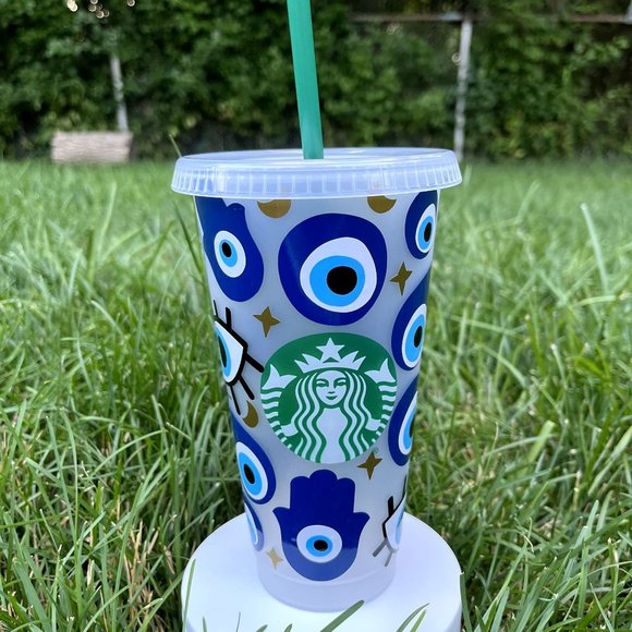 Starbucks Accessories - NWOT HANDMADE Personalised Gold Turkish Evil Eye Starbucks Cup